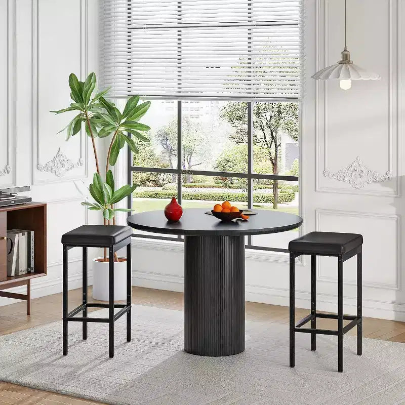 Lot de 2 tabourets de bar, chaises de bar de 63 cm de hauteur, tabourets de cuisine avec 2 épais rembourrages en PU, tabourets de bar noirs