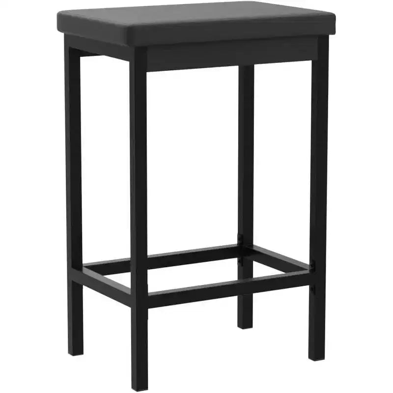Lot de 2 tabourets de bar, chaises de bar de 63 cm de hauteur, tabourets de cuisine avec 2 épais rembourrages en PU, tabourets de bar noirs