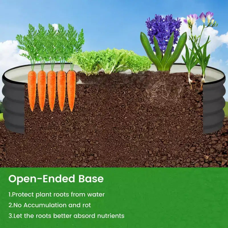 Jardinière surélevée en acier galvanisé de 4,5 x 2 x 1 pieds, à fond ouvert, avec bord en caoutchouc pour légumes, fleurs, fruits, verte