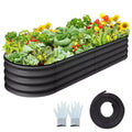 Jardinière surélevée en acier galvanisé de 4,5 x 2 x 1 pieds, à fond ouvert, avec bord en caoutchouc pour légumes, fleurs, fruits, verte