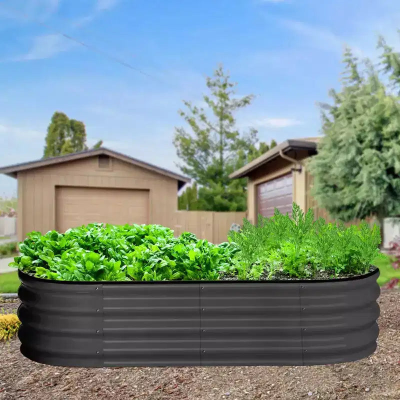 Jardinière surélevée en acier galvanisé de 4,5 x 2 x 1 pieds, à fond ouvert, avec bord en caoutchouc pour légumes, fleurs, fruits, verte