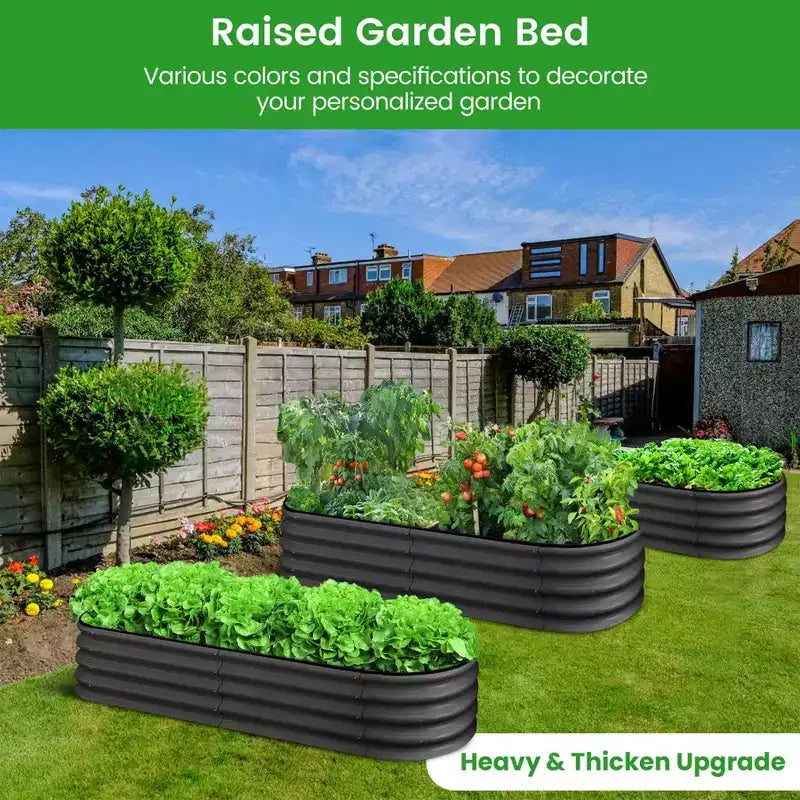 Jardinière surélevée en acier galvanisé de 4,5 x 2 x 1 pieds, à fond ouvert, avec bord en caoutchouc pour légumes, fleurs, fruits, verte