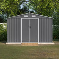 EAGLE PEAK 10X8 FT Outdoor Storage Shed, Durable Metal Garden Shed with Lockable Sliding Door for Garden, Patio, Backyard, Lawn, Grey