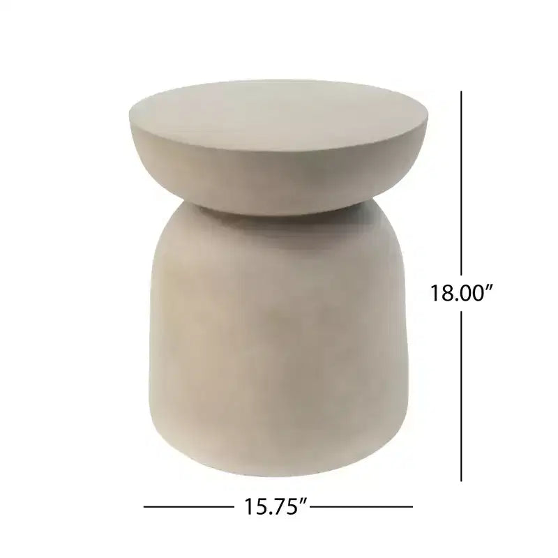 Table d'appoint d'extérieur ronde en béton, moderne, pour salon, patio, jardin, grise, 15,75 x 15,75 x 18