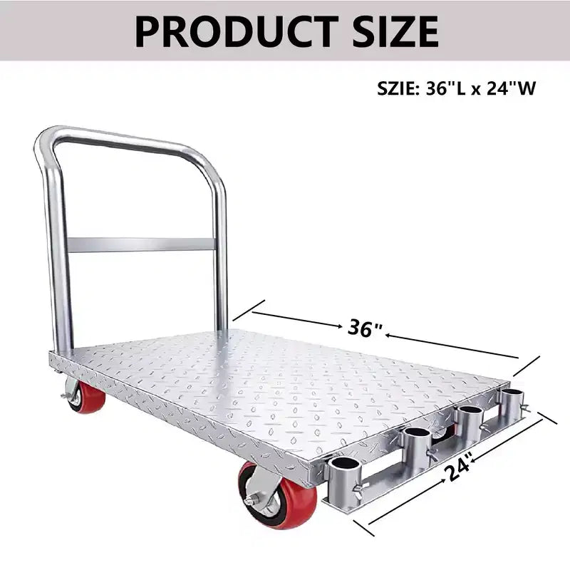 Chariot de transport 2-en-1, Diable en acier robuste de 1134 kg, Chariot de panneau 91x61 cm avec mains courantes 3/4 et roulettes pivotantes en caoutchouc pour le déménagement