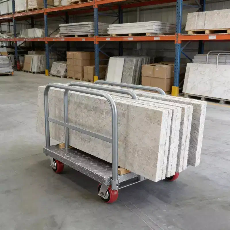 Chariot de transport 2-en-1, Diable en acier robuste de 1134 kg, Chariot de panneau 91x61 cm avec mains courantes 3/4 et roulettes pivotantes en caoutchouc pour le déménagement
