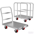 2-in-1 Platform Truck, 2500 LBS Heavy Duty Steel Dolly, 36x24 Panel Cart with 3/4 Handrails & Rubber Swivel Casters for Moving