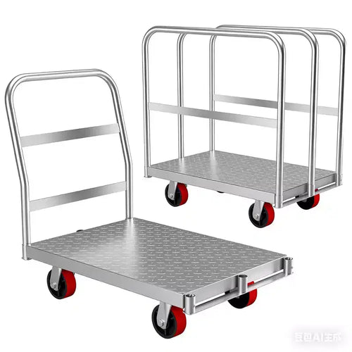 2-in-1 Platform Truck, 2500 LBS Heavy Duty Steel Dolly, 36x24 Panel Cart with 3/4 Handrails & Rubber Swivel Casters for Moving