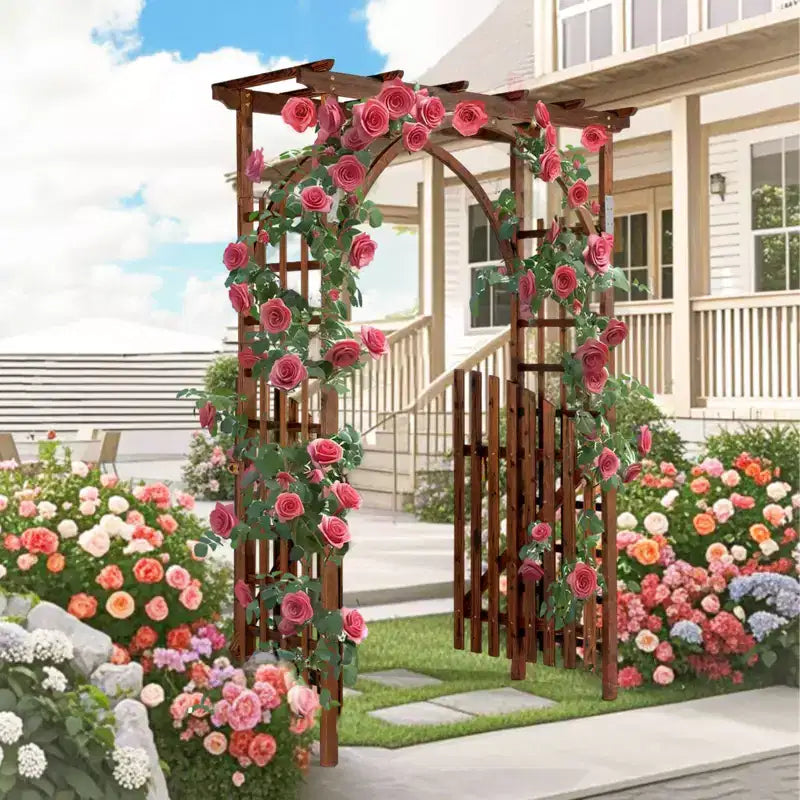 Karl Home 7FT Wood Garden Arbor With Door