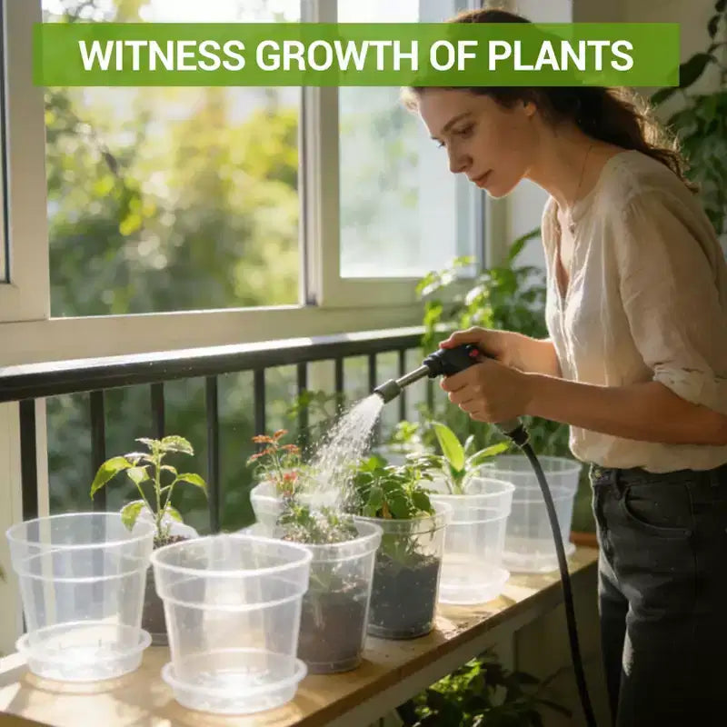 Pots de pépinière en plastique transparent avec trous de drainage - Jardinières transparentes en 3 tailles (6/8/10 pouces) pour la culture intérieure et extérieure