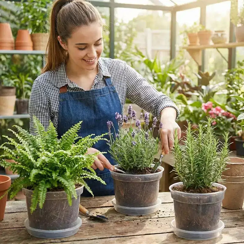 Pots de pépinière en plastique transparent avec trous de drainage - Jardinières transparentes en 3 tailles (6/8/10 pouces) pour la culture intérieure et extérieure