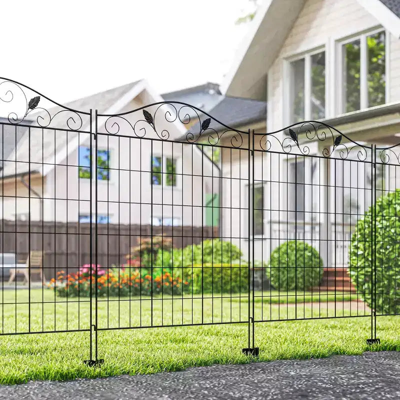 Garden Fence, 4 Pack, 44 in(H) x 12 ft(L) Folding Garden Fence Border, No Dig Ground Stake Metal Fence Panels for Outdoor Patio Yard Landscape