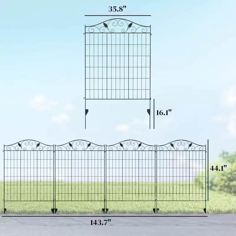 Clôture de jardin, bordure de clôture de jardin pliable de 111,76 cm (H) x 3,66 m (L), panneaux de clôture en métal sans creuser pour aménagement paysager de patio extérieur