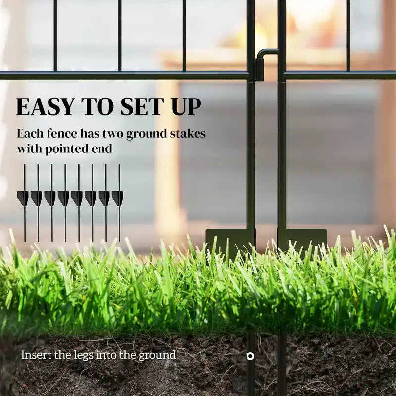 Clôture de jardin, bordure de clôture de jardin pliable de 111,76 cm (H) x 3,66 m (L), panneaux de clôture en métal sans creuser pour aménagement paysager de patio extérieur