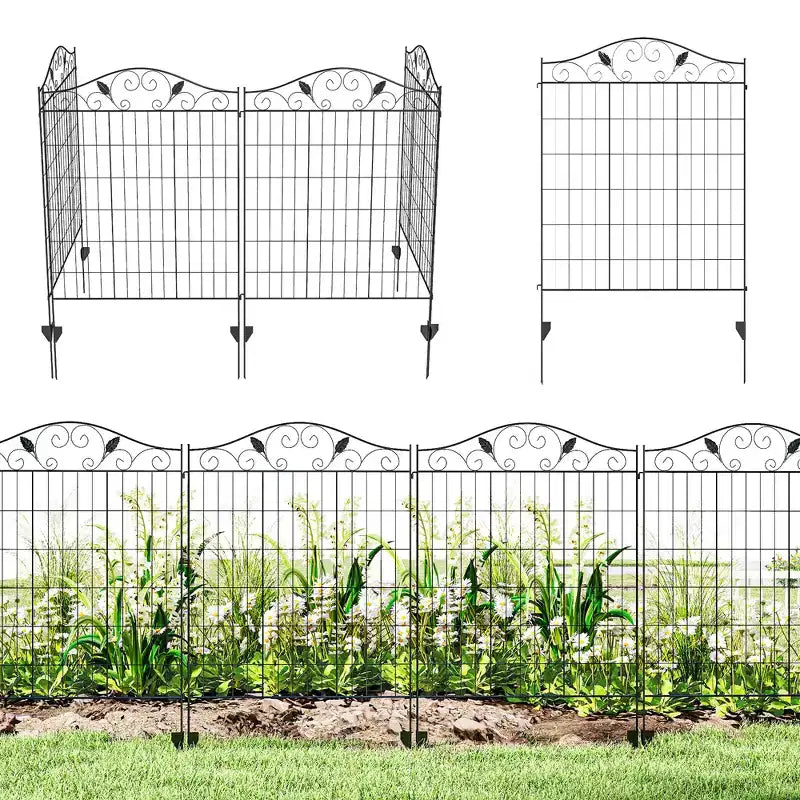 Clôture de jardin, bordure de clôture de jardin pliable de 111,76 cm (H) x 3,66 m (L), panneaux de clôture en métal sans creuser pour aménagement paysager de patio extérieur