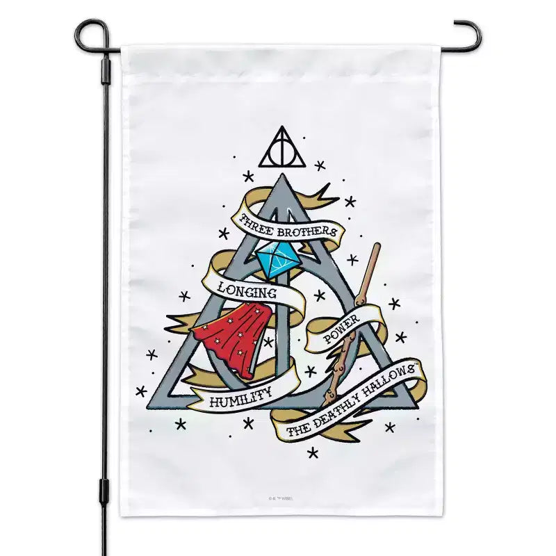 Harry Potter Tale of the Three Brothers Garden Yard Flag with Pole Stand Holder