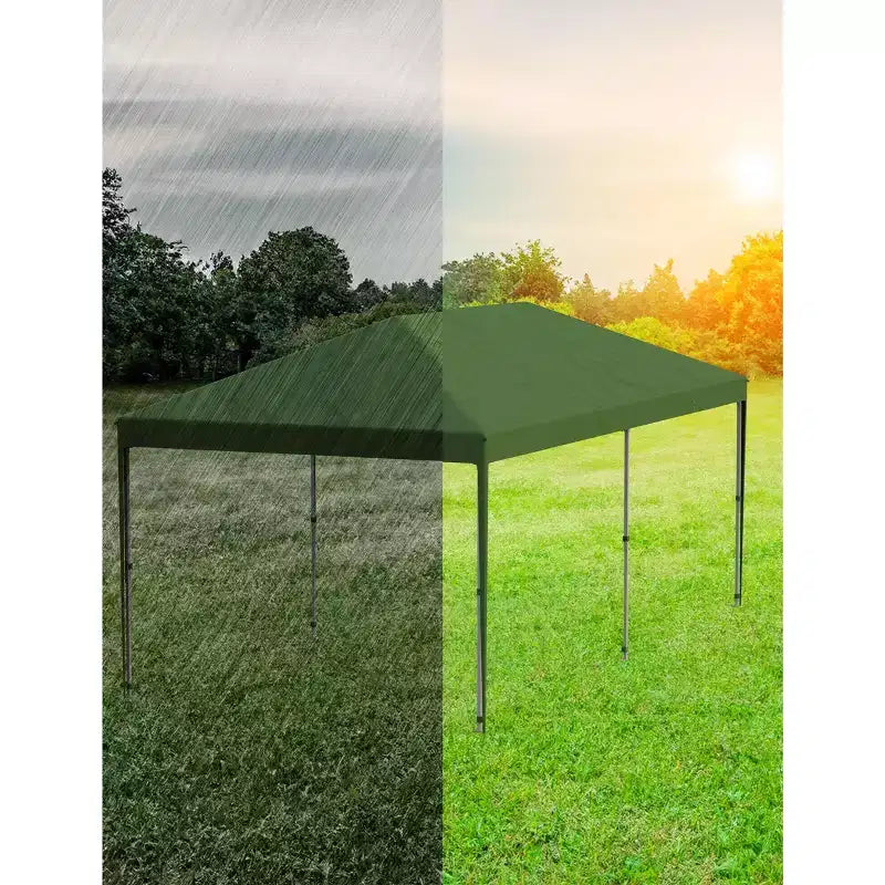 Tente de réception escamotable robuste 3x6m Pavillon extérieur imperméable avec 4 parois latérales et auvent, avec sacs à roulettes, piquets de sol et sacs de sable