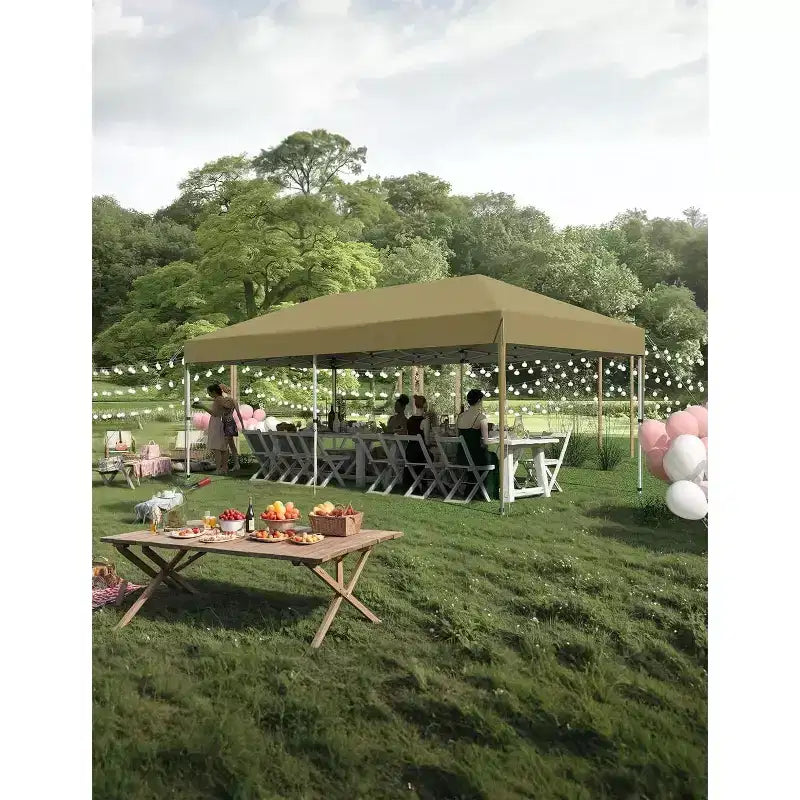 Tente de réception escamotable robuste 3x6m Pavillon extérieur imperméable avec 4 parois latérales et auvent, avec sacs à roulettes, piquets de sol et sacs de sable