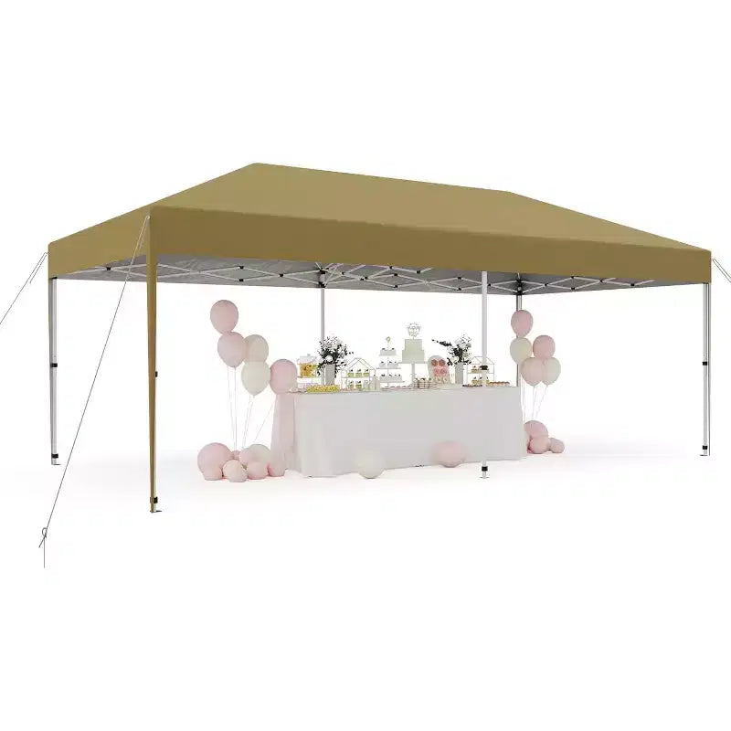 Tente de réception escamotable robuste 3x6m Pavillon extérieur imperméable avec 4 parois latérales et auvent, avec sacs à roulettes, piquets de sol et sacs de sable
