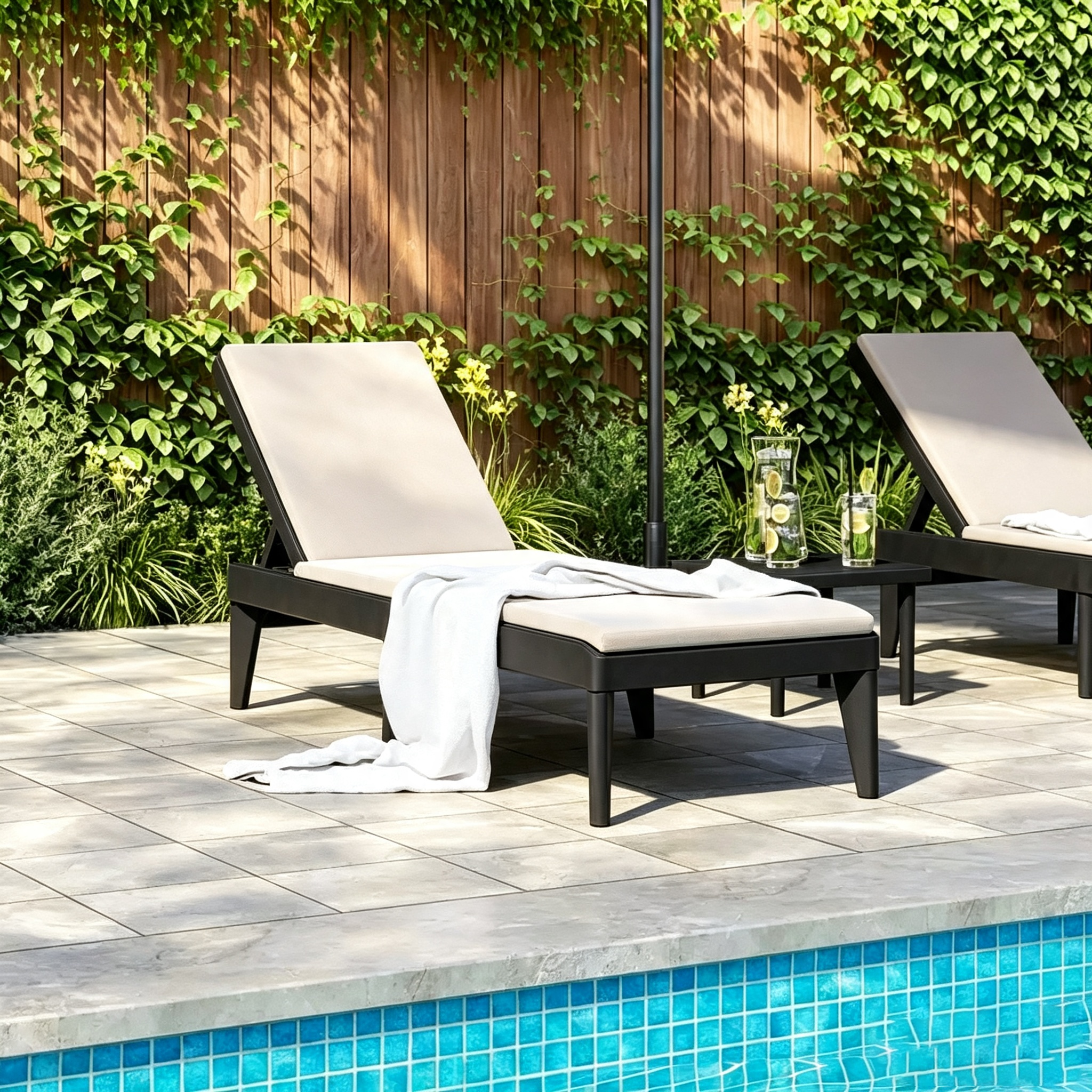 Bain de soleil Chaise longue Lit de repos Meuble de jardin extérieur