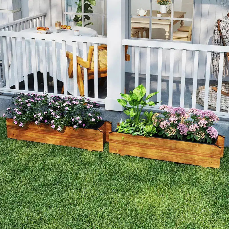 Jardinière surélevée en bois rectangulaire avec 2 trous de drainage pour l'extérieur