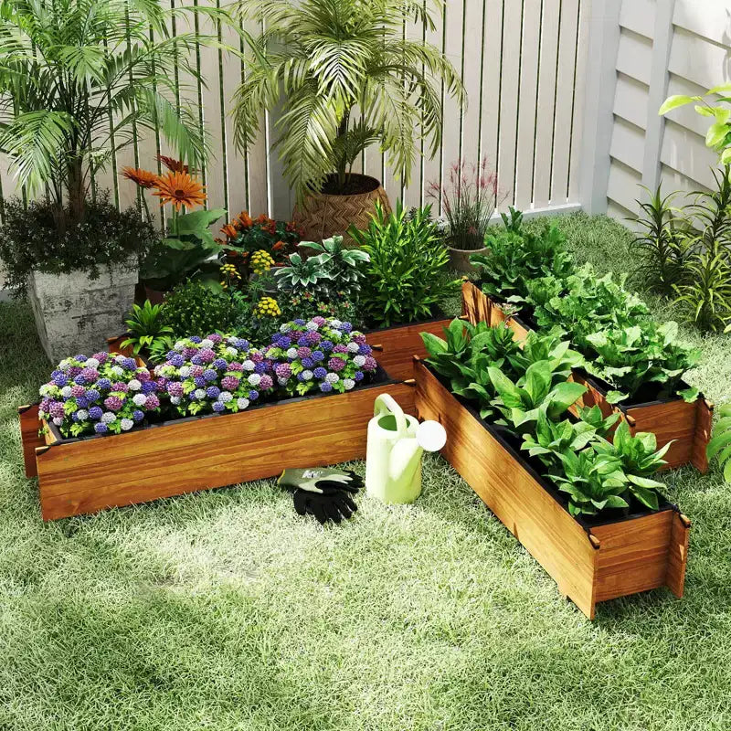 Jardinière surélevée en bois rectangulaire avec 2 trous de drainage pour l'extérieur