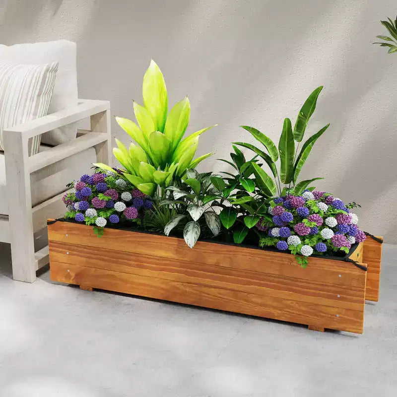 Jardinière surélevée en bois rectangulaire avec 2 trous de drainage pour l'extérieur