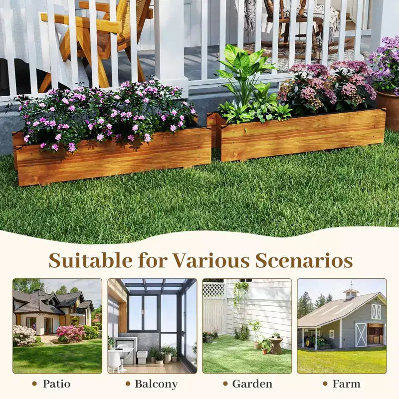 Jardinière surélevée en bois rectangulaire avec 2 trous de drainage pour l'extérieur