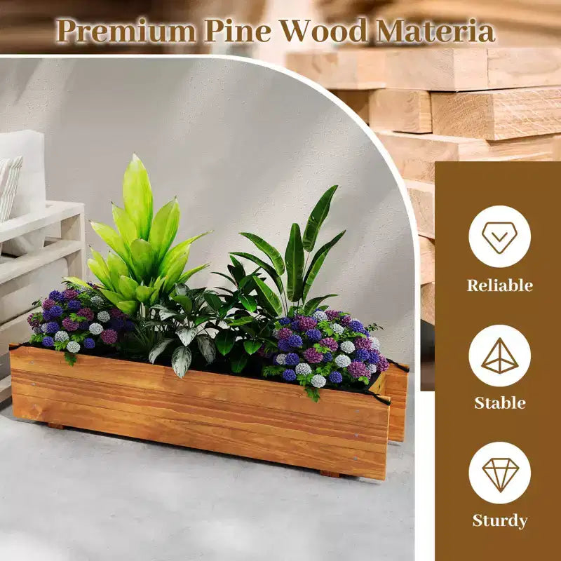 Jardinière surélevée en bois rectangulaire avec 2 trous de drainage pour l'extérieur