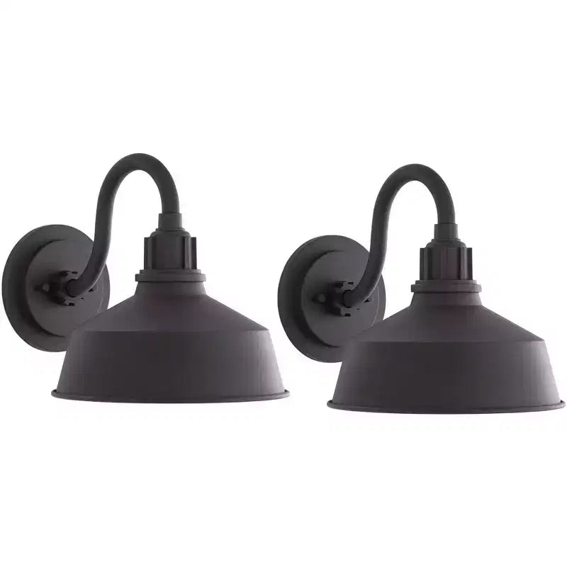 Franklin Iron Works Arnett Rustic Industrial Outdoor Wall Light Fixtures Set of 2 Black Metal 10 Downlight Shade for Post Exterior Barn