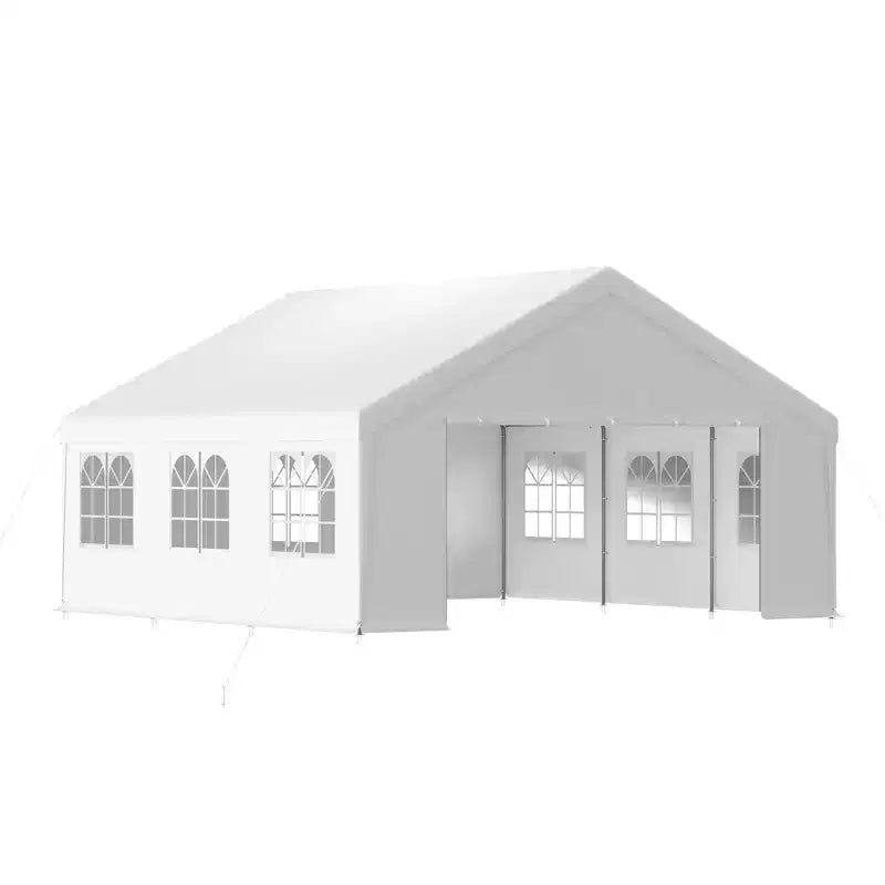 Tente de réception de 6 x 6 m avec parois latérales à fenêtre d'église, pavillon imperméable, tente d'événement extérieur, tente de mariage