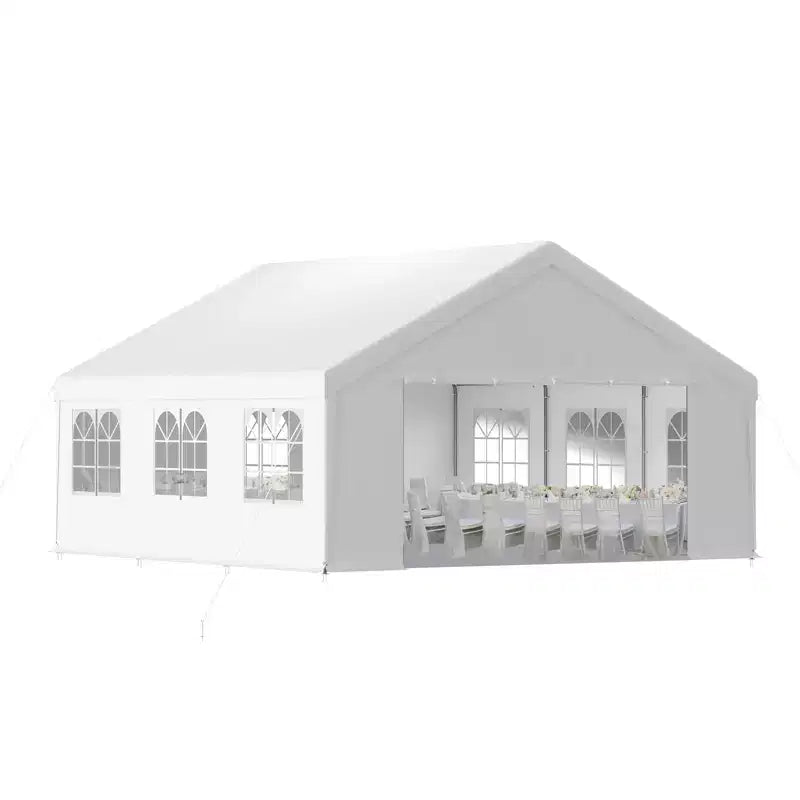 Tente de réception de 6 x 6 m avec parois latérales à fenêtre d'église, pavillon imperméable, tente d'événement extérieur, tente de mariage