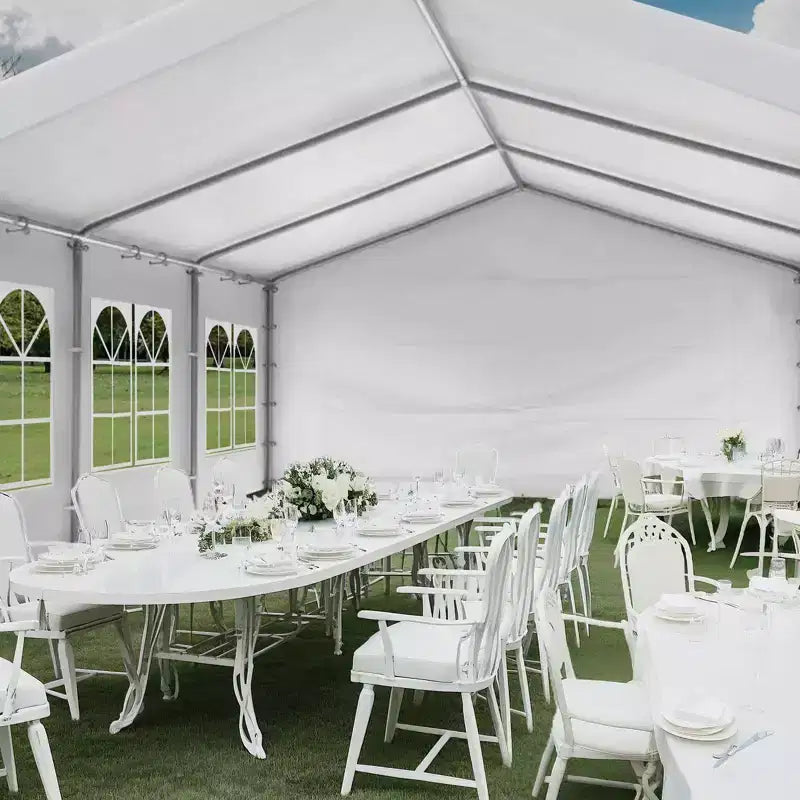 Tente de réception de 6 x 6 m avec parois latérales à fenêtre d'église, pavillon imperméable, tente d'événement extérieur, tente de mariage